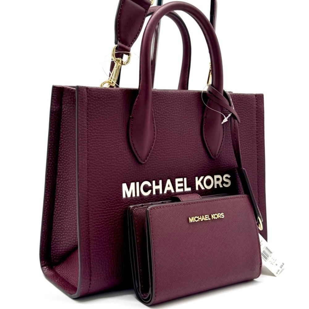 Michael Kors Mirella Small Logo Crossbody Bag & Matching Bifold Wallet Ox Blood - Picture 3 of 12